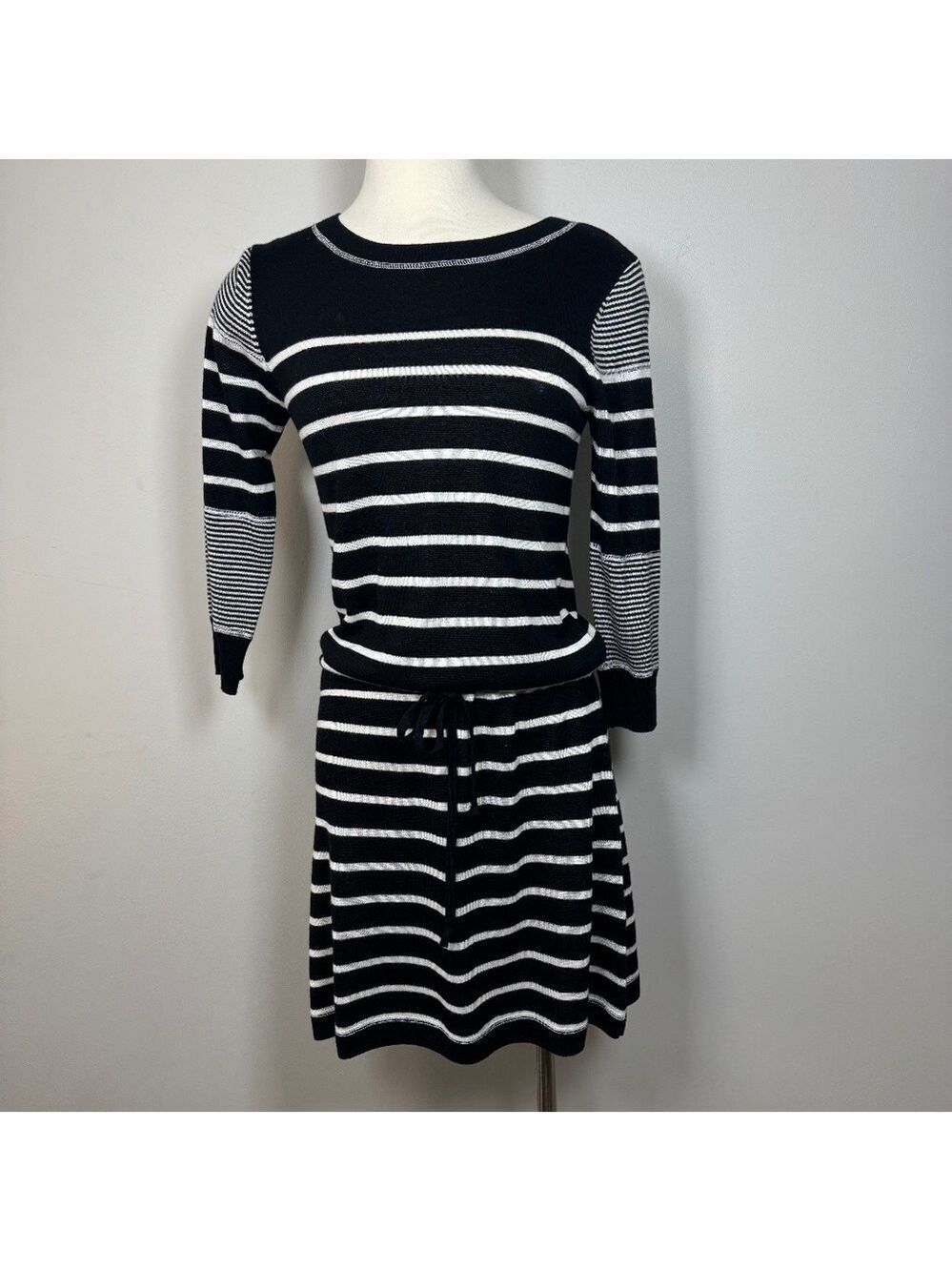 Rachel Zoe Black and White Striped Long Sleeve Dress